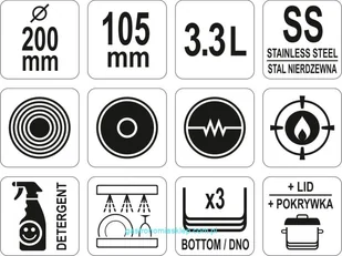 Yato Yato Garnek niski z pokrywką 200 mm 3,3 l YG-00040 - Akcesoria gastronomiczne Yato Yato Garnek niski z pokrywką 200 mm 3,3 l YG-00040 - Akcesoria gastronomiczne - miniaturka - grafika 7