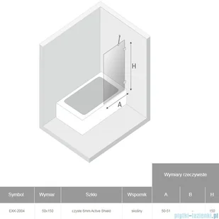 New Trendy Avexa Gold parawan nawannowy z wspornikiem skośnym 50x150 cm przejrzyste EXK-2004 | - Parawany nawannowe - miniaturka - grafika 2