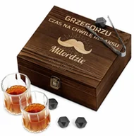 Pozostałe akcesoria barmańskie - Murrano Kamienie do whisky kostki ze szklankami w drewnianym pudełku z ZESZKOS-032 - miniaturka - grafika 1
