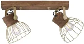 Lampy sufitowe - Paul Neuhaus Industrialny sufitowy spot mosiężny z drewnianymi 2 lampkami - Shanti - miniaturka - grafika 1