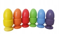 Układanki dla dzieci - Sorter Kolorów drewniane jajka Montessori 6kolorów - miniaturka - grafika 1