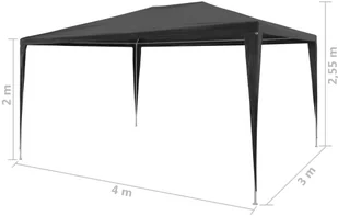 vidaXL Namiot imprezowy, 3 x 4 m, PE, antracytowy - Pawilony ogrodowe - miniaturka - grafika 7