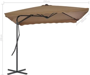 vidaXL Parasol ogrodowy na słupku stalowym, 250 x 250 cm, kolor taupe - Parasole ogrodowe - miniaturka - grafika 8