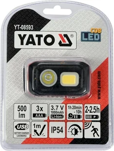 Yato LATARKA CZOŁOWA 500LM AKU/3XAAA CZUJNIK RUCHU LI-ION 3,7V 1000MAH IP54 PŁYNNA REGULACJA ŚWIATŁA YT-08593 - Latarki - miniaturka - grafika 6