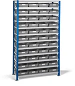 Regały biurowe - AJ Produkty Regał 400x1740x1000mm z 44 szarymi pojemnikami - miniaturka - grafika 1