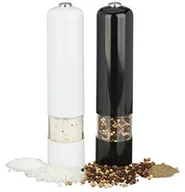 Młynki do soli i pieprzu - Relaxdays młynek do pieprzu elektrycznie, ze światłem,-częściowy zestaw, młynek do przypraw, tworzywo sztuczne, na baterie, czarna/biała 10023277 - miniaturka - grafika 1