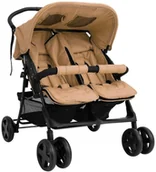Wózki dziecięce - shumee Podwójny wózek spacerowy kolor taupe stalowy - miniaturka - grafika 1