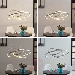 Lampenwelt com Lampa wisząca LED Ezana, trzy pierścienie, nikiel - Lampy sufitowe - miniaturka - grafika 2