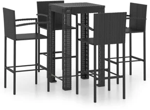 vidaXL 5-cz zestaw mebli barowych z podłokietnikami czarny rattan PE 3064811 - Pozostałe meble ogrodowe - miniaturka - grafika 2