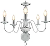Lampy sufitowe - vidaXL Żyrandol, srebrny, 5 żarówek E14 - miniaturka - grafika 1