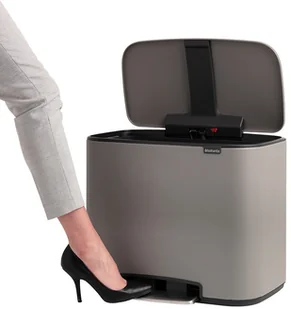Brabantia Bo Pedal Bin Dwukomorowy Szary Kosz Do Segregacji Śmieci Ze Stali Nierdzewnej - Kosze na śmieci - miniaturka - grafika 3