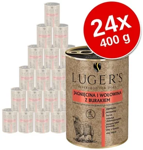 Luger's Korzystny pakiet: Luger's, karma mokra, 24 x 400 g - Jagnięcina i wołowina z burakiem - Mokra karma dla psów Luger's Korzystny pakiet: Luger's, karma mokra, 24 x 400 g - Jagnięcina i wołowina z burakiem - Mokra karma dla psów - miniaturka - grafika 2