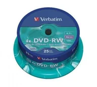 Nośniki danych - Verbatim DVD-RW 4,7GB x4 25szt Cake V_43639 - miniaturka - grafika 1