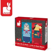 Klocki - Janod Duże klocki Psy i koty 6 elementów Kubkid, - miniaturka - grafika 1