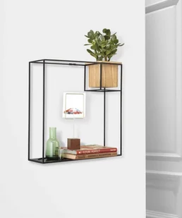 Umbra Umbra Cubist pływająca półka z wbudowaną doniczką na sukulent  nowoczesna dekoracja ścienna i geometryczna półka na książki, świece, notatki, zdjęcia, rośliny domowe i wiele więcej! | duża, czarna 470754-427 - Półki i regały dla dzieci - miniaturka - grafika 12