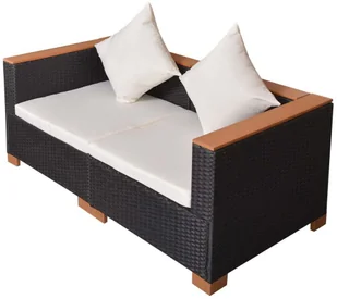 vidaXL Zestaw mebli do ogrodu, 6 części, czarny polirattan, blat WPC - Meble ogrodowe - miniaturka - grafika 5