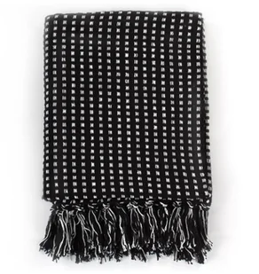 vidaXL Bawełniana narzuta w kratkę, 125 x 150 cm, czarna - Narzuty - miniaturka - grafika 4