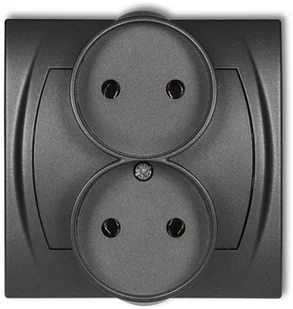 Karlik Gniazdo podwójne z uziemieniem LOGO Grafitowy 11LGP-2z - Gniazdka elektryczne - miniaturka - grafika 2