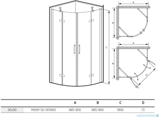 Massi Sorata 90x90x190 MSKP-SO-001900 | - Kabiny prysznicowe - miniaturka - grafika 2