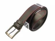 Paski - Pas-Max (PL) Pasek Skórzany (PL) Skóra Naturalna Licowa EXTRA 40 mm Beżowo-Grafitowy Z Czerwoną Nitką - miniaturka - grafika 1