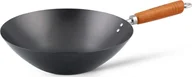 Woki - NoName Patelnia patelnia wok z drewnianą rączką 31 cm stal/drewno czarny/brązowy twm_592426 - miniaturka - grafika 1