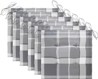 Pozostałe meble ogrodowe - vidaXL Poduszki na krzesła ogrodowe 6 szt. szara krata 50x50x4 cm  314073 - miniaturka - grafika 1