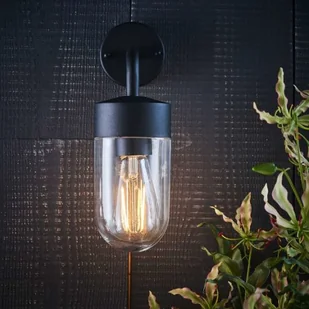 Endon Ścienna LAMPA zewnętrzna NORTH  Endon szklana OPRAWA elewacyjna tuba industrialny outdoor IP44 przezroczysty czarny 79792 - Lampy ogrodowe - miniaturka - grafika 3