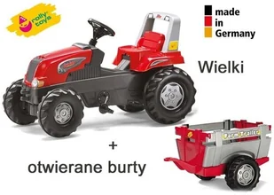 Rolly Toys Traktor Junior Rt Czerwony Z Przyczepą - Jeździki dla dzieci - miniaturka - grafika 4