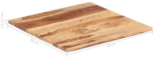 vidaXL Blat stołu, lite drewno sheesham, 25-27 mm, 60x60 cm vidaXL - Blaty meblowe i parapety okienne - miniaturka - grafika 6