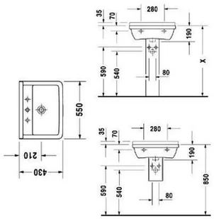 Duravit Starck 3 55x42 0300550000 - Umywalki - miniaturka - grafika 2