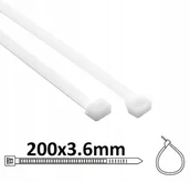 Inne mocowania - Opaski Kablowe Zaciskowe 200x3.6 Trytki Białe - miniaturka - grafika 1