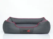 Legowiska dla psów - Hobbydog Legowisko dla psa, szary z czerwoną lamówką, 110x90 cm - miniaturka - grafika 1