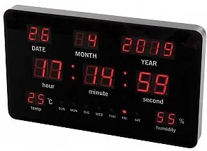 Perel Perel ZEGAR ŚCIENNY Z WYŚWIETLACZEM LED WC219 - Zegary - miniaturka - grafika 2