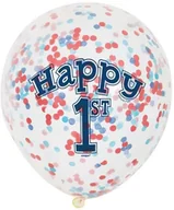 Balony i akcesoria - Unique Balony 12", "Cyfra 1 z konfetti", UNIQUE, Crystal Clear, 6 szt U58185 - miniaturka - grafika 1