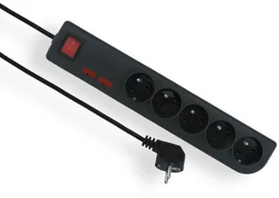 Elgotech Listwa zasilająca Przedłużacz przeciwprzepięciowy 5 gniazd z/u czarny 3m PSF2-503-2 - Listwy zasilające - miniaturka - grafika 3