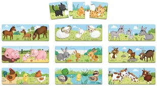 Janod Trzyczęściowe puzzle Zwierzęta i ich dzieci 30 elementów, - Klocki - miniaturka - grafika 8