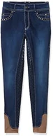 Bryczesy - HKM spodnie do jazdy konnej dla dorosłych -Pasadena-Summer Denim silikonowe pełne obszycie 6100 dżinsowy niebieski 140, 6100 dżinsowy niebieski, 140, HKM 4057052015113 - miniaturka - grafika 1