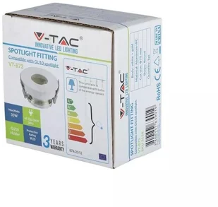 v-tac Oprawa Oczko V-TAC GU10 Wpuszczana Biały/Złoty Okrągła VT-873 - Oprawy, klosze i abażury - miniaturka - grafika 4