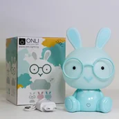 Lampy stojące - EULUNA Lampa stołowa LED Bunny do pokoju dzieci niebieska - miniaturka - grafika 1
