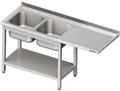 Stoły gastronomiczne - Stalgast Stół ze zlewem dwukomorowym (L) i miejscem na lodówkę lub zmywarkę 1700 - miniaturka - grafika 1