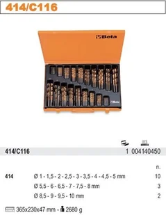 BETA KPL.WIERTEŁ 1-10MM 116SZT 415/C116 (414/C116) - Wiertła - miniaturka - grafika 2