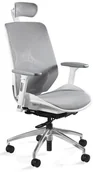 Fotele i krzesła biurowe - Unique Meble Krzesło biurowe ergonomiczne z zagłówkiem HERO - biały/siatka szara - miniaturka - grafika 1