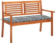 Ławki ogrodowe - vidaXL 2-os. ławka ogrodowa z poduszką, 120 cm, lity eukaliptus 3060983 - miniaturka - grafika 1