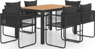 Meble ogrodowe - vidaXL 7-częściowy zestaw mebli ogrodowych rattan PVC czarno-brązowy 3060109 - miniaturka - grafika 1