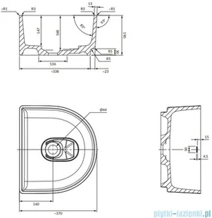 Omnires Cadence umywalka nablatowa 42x37 cm biały połysk CADENCE420BP | - Umywalki - miniaturka - grafika 2