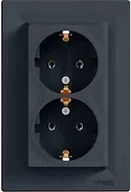 Gniazdka elektryczne - Schneider ASFORA Gniazdo podtynkowe podwójne SCHUKO antracyt EPH9900171 - miniaturka - grafika 1