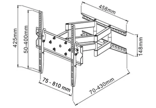 Techly Techly Uchwyt ścienny TV LCD/LED/PDP 42-70'' 70kg VESA pełna regulacja czarny 301436 - Części i akcesoria do laptopów - miniaturka - grafika 2
