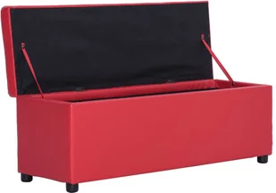 vidaXL Ławka ze schowkiem, 116 cm, czerwona, sztuczna skóra vidaXL - Ławki do przedpokoju - miniaturka - grafika 7