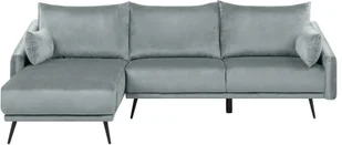 Beliani Beliani Sofa narożna prawostronna welur szara VARDE - Narożniki - miniaturka - grafika 2