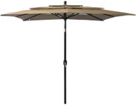 Parasole ogrodowe - vidaXL 3-poziomowy parasol na aluminiowym słupku, taupe, 2,5x2,5 m 313839 - miniaturka - grafika 1